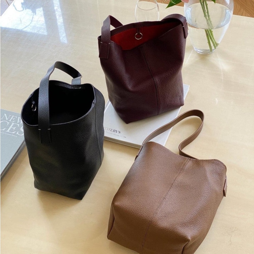 Brown Leather Bucket Bag